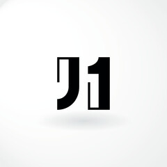 Vector Logo - Monogram Letter J and 1 - Abstract Style Logo