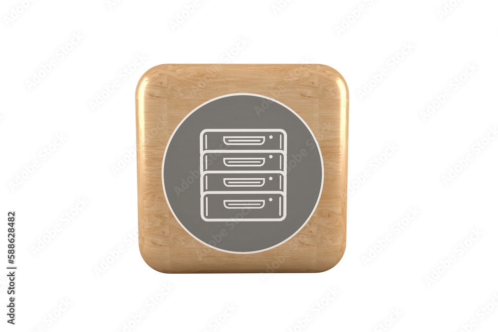 Aufkleber vector image of filing compartment icon on brown cube