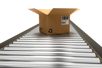 Open parcel on conveyor belt