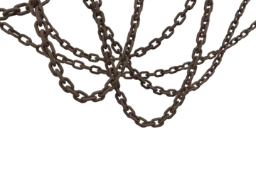 Foto op Plexiglas 3d image of linked metallic chains hanging © vectorfusionart