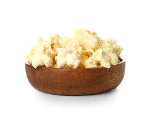 Bowl of popcorn for Festa Junina (June Festival) on white background