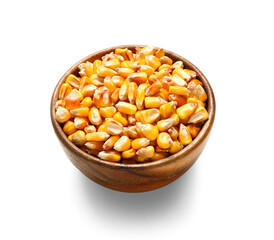 Bowl of corn on white background. Festa Junina (June Festival) celebration