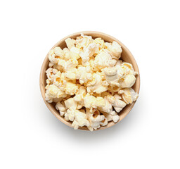 Bowl of popcorn on white background. Festa Junina (June Festival) celebration