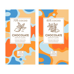 CHOCOLATE PACK TAGS Abstract Colorful Organic Templates Background Design In Simple Style And Vintage Labels With Hand Drawn Cocoa Beans Vector Collection
