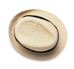 Straw hat on white background. Festa Junina (June Festival) celebration