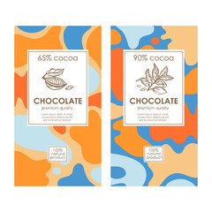 CHOCOLATE PACK Abstract Colorful Organic Vintage Templates Background Design In Simple Style And Vintage Labels With Hand Drawn Cocoa Beans Vector Collection