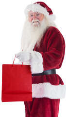 Santa carries red gift bag