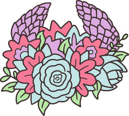 Easter Day Flower Flat hand Drawn Illustration
