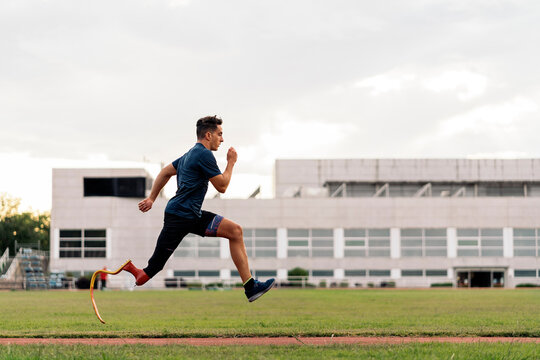 Disabled Man Athlete Running