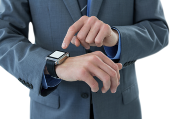 Businessman using smart watch