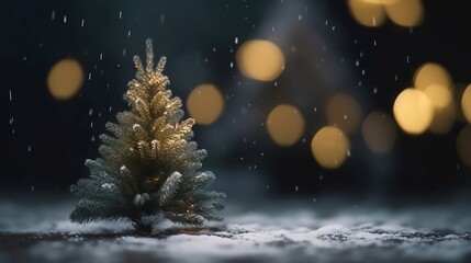 christmas tree and snow