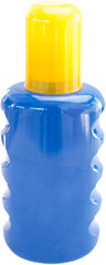Close-up of blue spray bottle