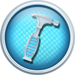 Digital composite image of hammer symbol in circle