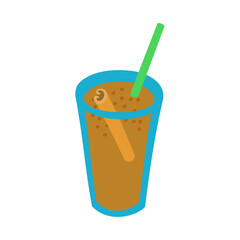 アイスチャイ。フラットなベクターイラスト。
Iced chai. Flat designed vector illustration.