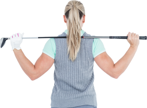 Pretty blonde playing golf