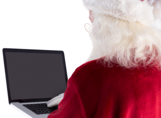 Santa Claus uses a laptop
