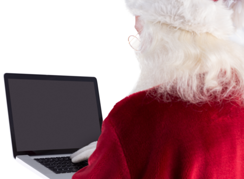 Santa Claus uses a laptop