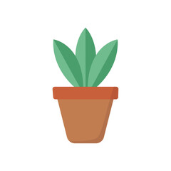 Vector flat potted plant. Minimalistic houseplant in flower pot.