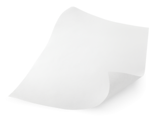 Blank sheet of paper isolated on transparent background