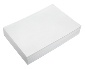Stack of white paper isolated on transparent background