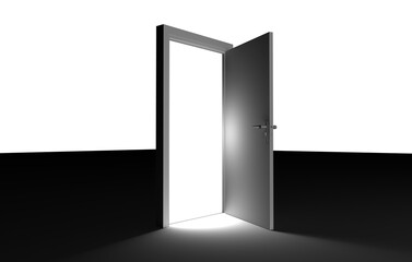 Digitally generated image of open door
