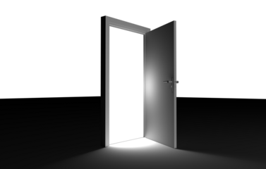 Digitally generated image of open door