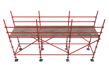 Rolgordijnen 3d illustrative image of wooden plank with red metal support © vectorfusionart