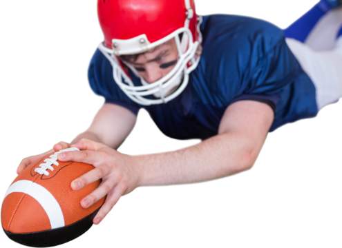 American football player scoring a touchdown - Powered by Adobe