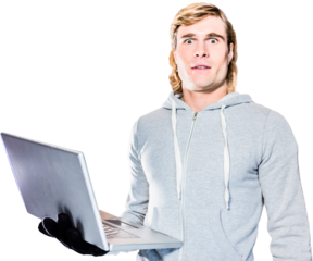 Surprised hipster man staring at camera