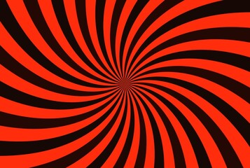 Optical illusion spiral for hypnosis in red design background