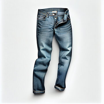 Blank blue geans for your design mockup for print, isolated on white background.