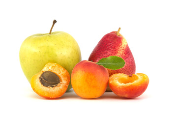 Fresh healthy fruits isolated on white background