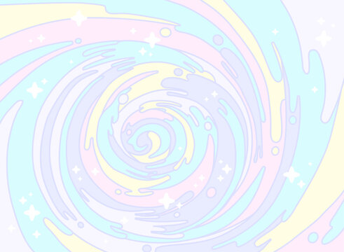 カラフルなインクが混ざり合う螺旋の背景イラスト