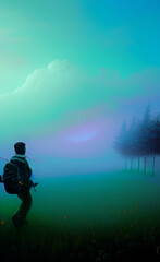 Obraz na płótnie Canvas silhouette of a person in the fog