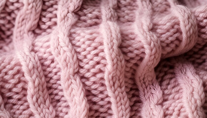 Fototapeta na wymiar Soft Pink Wool Sweater Knitting Background - Cozy Handmade Craft and Style, Generative AI