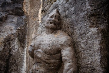 Longmen Grottoes ( Dragon's Gate Grottoes) or Longmen Caves. UNESCO World Heritage of tens of thousands of statues of Buddha and his disciples. Moaning statue in the wall