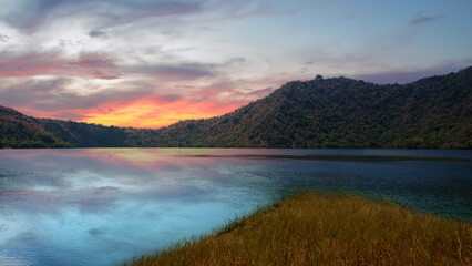 Beautiful lake view with hill