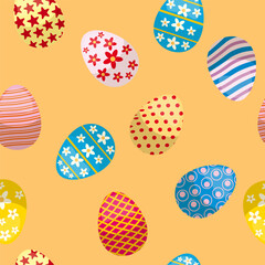 Happy Easter seamless pattern eggs festive background