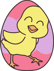 Easter Day Decorated Egg Flat Hand Drawn Illustration