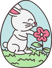Easter Day Decorated Egg Flat Hand Drawn Illustration