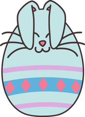 Easter Day Egg Bunny Decoration Flat Hand Drawn Illustration