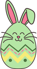 Easter Day Egg Bunny Decoration Flat Hand Drawn Illustration