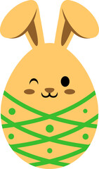 Easter Day Egg Bunny Decoration Flat Hand Drawn Illustration
