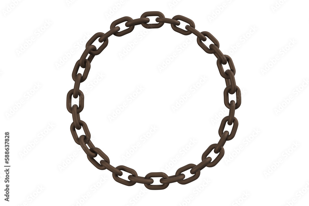 Poster closeup 3d image of circular metallic chain