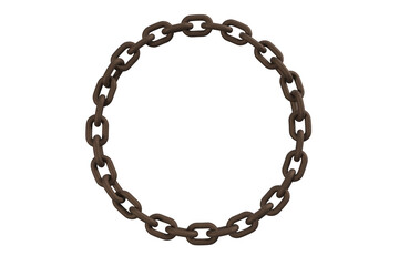 Closeup 3d image of circular metallic chain