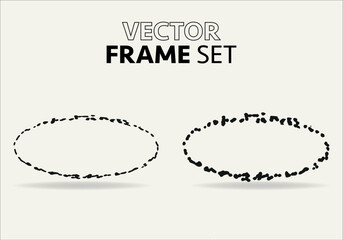 Doodle oval. Hand-drawn ellipse, round grunge frame and circled doodle isolated icon set on white. 