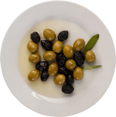 Olives in plate with oil