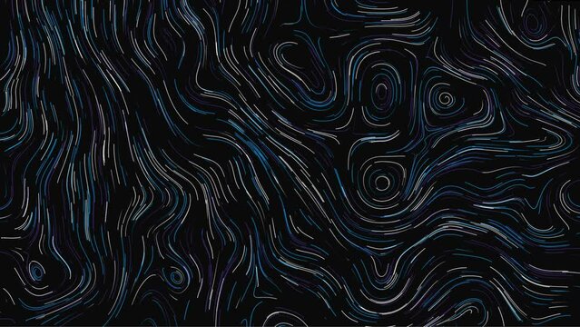 Abstract line background with animation of morphing shapes as topographic map.  