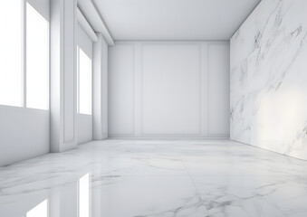 Fototapeta premium A minimalist Empty White Room with Sunlight Windows