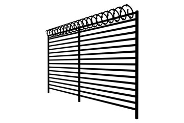 Digitally generated image of spiral barbed wire on fence